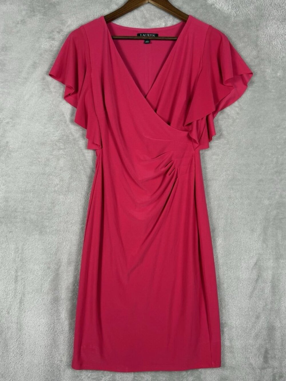 Ralph Lauren Women's Bright Pink Ruffled Dress